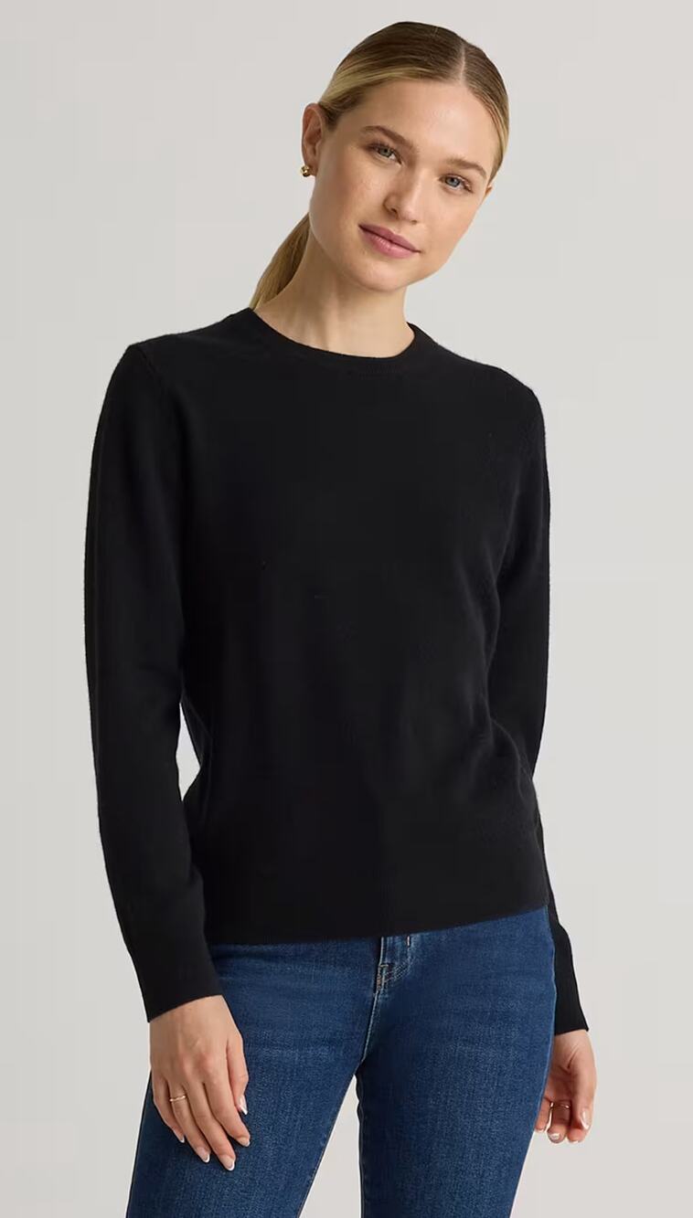 NWOT QUINCE Mongolian Cashmere Crew Neck Sweater in Black Size XS